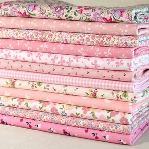 12 Sewing Crafts Floral Pink Cotton Quilting Fabric Squares Bundle Patchwok - Picture 1 of 6