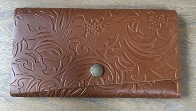 Rancher Wallet Portland Leather Goods Meadow Embossed Floral Passport Holder - Image 1 of 4