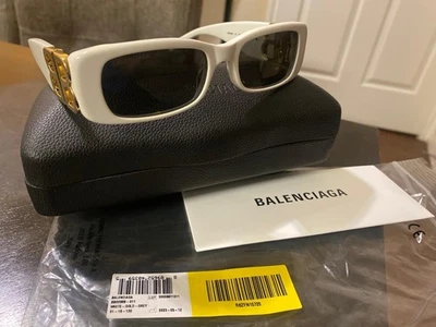 BALENCIAGA Women's DYNASTY RECTANGLE SUNGLASSES IN WHITE BRAND NEW WITH BOX - Image 1 of 4