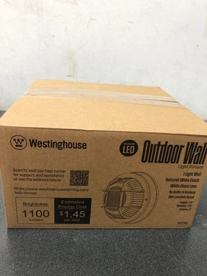 Westinghouse 6113900 LED Outdoor Wall Light, Dimmable, White Finish & Glass - Image 1 of 4