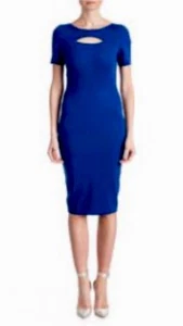 Vestido Vaina Zac Posen Azul Corte Detalle Frontal - Talla-4 ~ Hermoso ~ - Imagen 1 de 12
