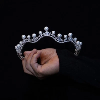 Acessório de cabelo de casamento Gorgeou zircão completo noivas tiara coroas peça de cabeça de cristal - Imagem 1 de 4