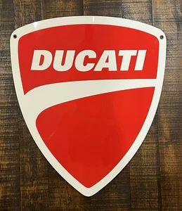 High Quality 16” Red Ducati Motorcycle Racing Aluminum Garage Shield Sign - Picture 1 of 3