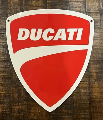 High Quality 16” Red Ducati Motorcycle Racing Aluminum Garage Shield Sign - Image 1 of 3