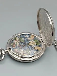 William Morris Strawberry Thief Floral Pattern Pocket Watch - Picture 1 of 10