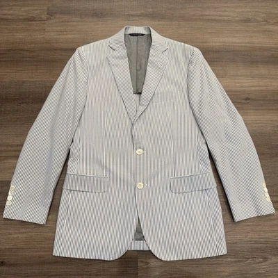 Blazer Brooks Brothers Algodón Azul Seersucker Chaqueta 2 Botones Para Hombre 38R Foto 1 de 4