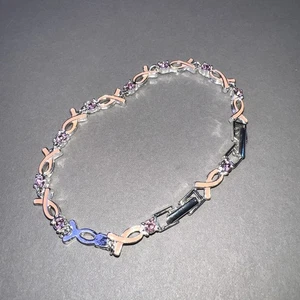 Tennis bracelet Avon Breast Cancer Ribbon Pink Hope Bracelet 8” - Picture 1 of 3