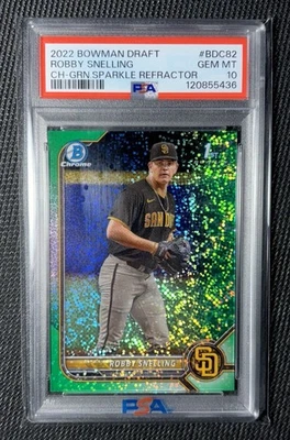 2022 Bowman Draft Robby Snelling 1st Green Sparkle Refractor /99 #BDC-82 Psa 10 - Image 1 of 2