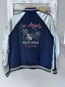 Uniqlo Disney Jacke Damen rosa blau Satin Los Angeles bestickt Minnie Mouse - Bild 1 von 9