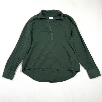 Top Pact para mujer grande gasa algodón orgánico verde cuello en V ligero popover Foto 1 de 4