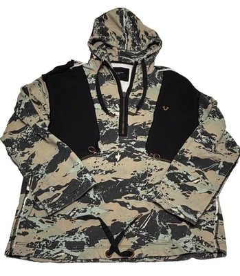 True Religion Hombres Sudadera con Capucha Talla Grande TR Geo Camuflaje Anorak Chaqueta Abrigo Envejecido Foto 1 de 4