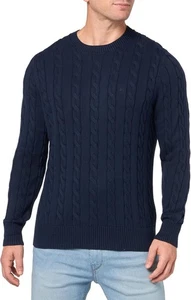 Brooks Brothers Herren marineblau Zopfmuster Rundhalsausschnitt Pullover, L Large BB-3117 - Bild 1 von 2