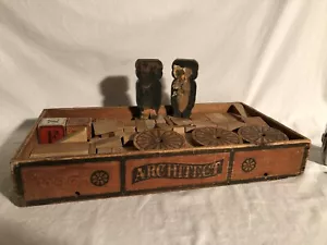 Large Antique Wooden Bliss Reed Blocks Circus Wagons Bears Circus Toy - Picture 1 of 10