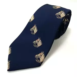 Vintage Jose St Luis Luxury Tie Blue Equestrian Horse Head Woven Silk Necktie - Picture 1 of 7
