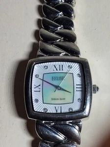Vintage Women’s Ecclissi Sterling Silver 925 Diamond Wrist Watch 33535 Tested - Picture 1 of 10
