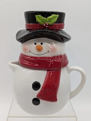 Avon apilable 3 piezas figurativo 2012 muñeco de nieve azucarero y crema conjunto con caja Foto 1 de 4