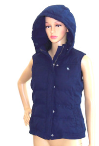 ABERCROMBIE & FITCH Heavy Quilted Down Hooded Vest Women's Large EUC