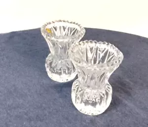 Set Of 2 Vtg Princess House Bud Vase Toothpick Holder Lead Crystal Glass 3 1/8" - Picture 1 of 9
