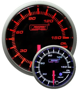 Oil Pressure Gauge-Peak warning Amber/White 52mm 2 1/16" Prosport Premium series - Picture 1 of 2
