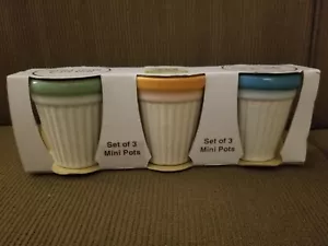 Set of 3 Mini Ceramic Flower Pots For Decorative Purposes Only - Picture 1 of 2