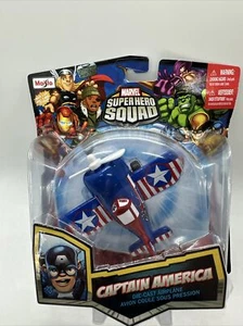 MAISTO MARVEL SUPERHERO SQUAD CAPTAIN AMERICA DIE-CAST AIRPLANE SKY SQUADIES NEW - Picture 1 of 15