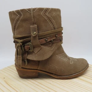 NAUGHTY MONKEY SIZE 6 BROWN THEODORE BELLE LEATHER BOHO ANKLE BOOTS - Picture 1 of 12