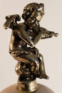 Brass Bell Angel Playing Violin Vintage 4.75" high x 2.5" Wide - Foto 1 di 4