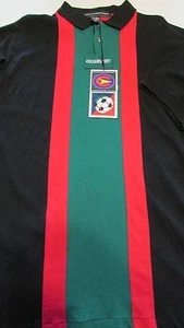NEW Mens Sz L Coloursport Short Sleeve Soccer Stripe Polo Shirt Alexander Julian - Picture 1 of 6