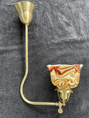 Antique Original Converted Gas Light W/ Beautiful Art Glass Shade Cover