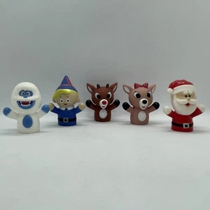 Rudolph Red Nosed Reindeer Finger Puppets 5 pcs Santa Hermey Clarice Bumble Xmas - Picture 1 of 19