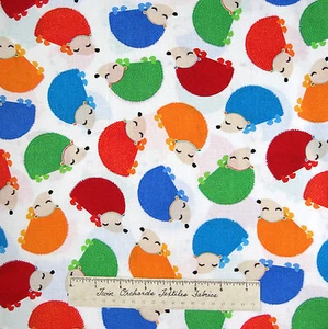 Nursery Baby Fabric - Sleeping Hedgehog Toss White -Timeless Treasures YARD - Picture 1 of 1