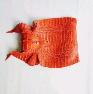 Vintage Nha Khanh  CROCODILE ALLIGATOR Orange  CORSET BELT M - Picture 1 of 11