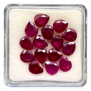 15 Pcs Natural Ruby 7x6mm Pear Cut Sparkling Red Loose Gemstone Wholesale Lot