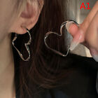 Vintage Exaggerated Hollow Silver Color Love Heart Hoop Earrings For Women