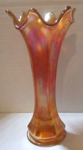 Fenton Fluted Carnival 6-Point Marigold Iridescent Vase - Beautiful Antique - Picture 1 of 5