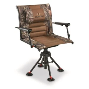 360 Drehstuhl Jagdstuhl mit Armlehnen Camo Mooseiche gepolstert tragbar leise Camp - Bild 1 von 10
