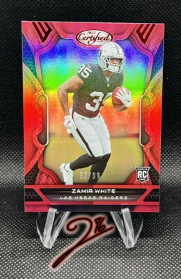 2022 Panini Certified Mirror Red ZAMIR WHITE #142 (RC) 65/99 - Las Vegas Raiders - Image 1 of 2