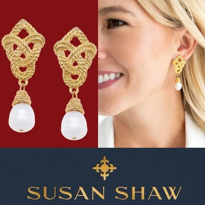 Pendientes Susan Shaw Love Knot perlas colgantes joyería Foto 1 de 4