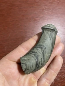 MLC s7054 3” Banded Slate Knobbed Lunate Bannerstone Old Ohio Stone Artifact - Picture 1 of 7