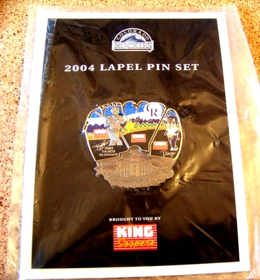 2004 Colorado Rockies puzzle pin set #1, 2,3, 4 backing card Helton Coors Field - Image 1 of 4