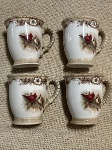 Juego de 4 tazas Cracker Barrel Woodland Collection Cardinals Susan Wingnet envío gratuito - Imagen 1 de 6