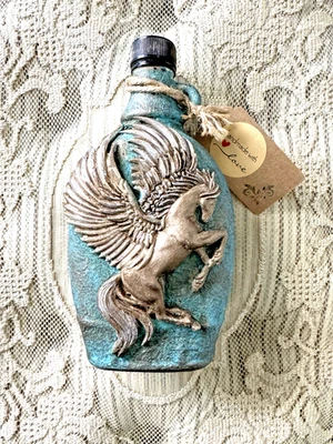 hecho a mano con amor * botella decorada única en su tipo * regalo de Navidad único Foto 1 de 4