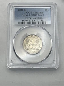 2004-D 25C PCGS Genuine Scratch Unc Detail Extra Leaf High - Picture 1 of 2