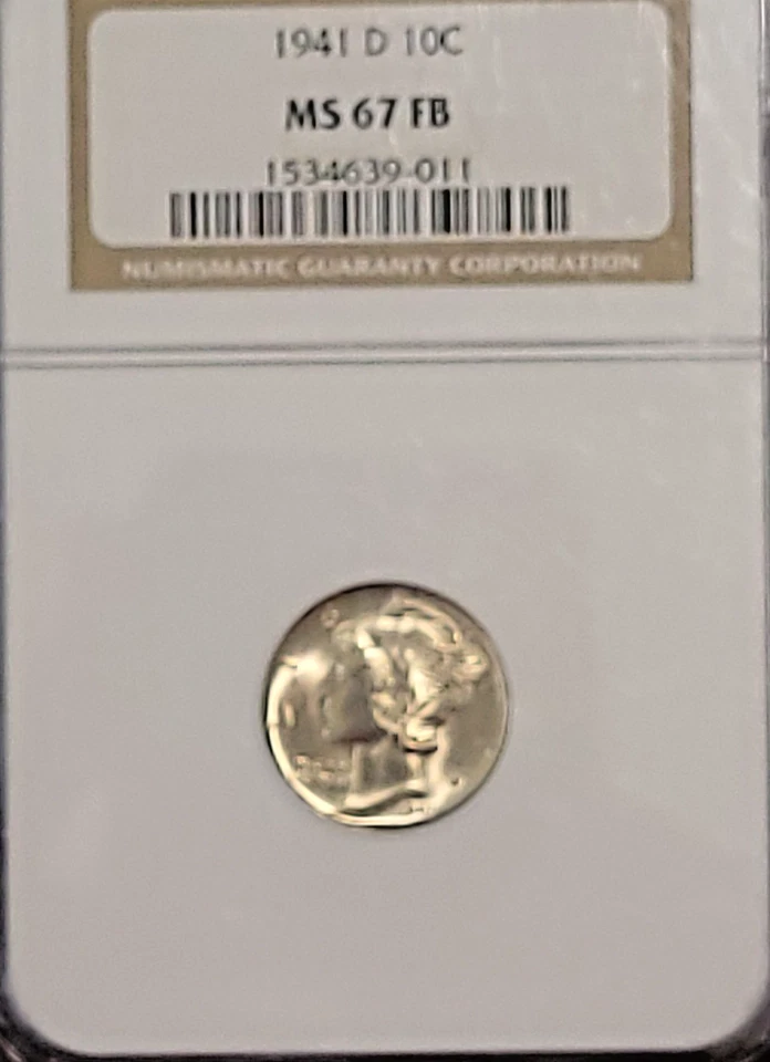1941-D MERCURY DIME NGC GRADED IN MINT STATE 67 WITH FULL SPLIT BANDS (MS67FB) - Image 1 of 4