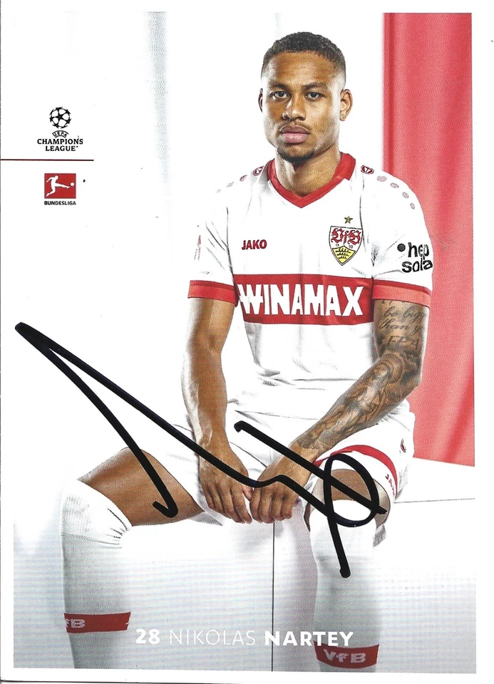 NICOLAS NARTEY-DÄNEMARK-VFB STUTTGART-AUTOGRAMMKARTE - Bild 1 von 1