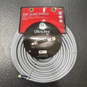 GE Ultra Pro  100' ft RG6 Cable Coax Satellite Digital Quad Shield In Wall New - Picture 1 of 9