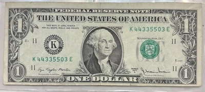 Vintage Miscut And Print Error Misaligned Wording Series 1977A FRN $1 Dollar - Image 1 of 4