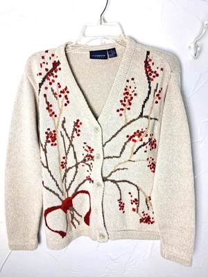 Cárdigan suéter vintage de algodón Berries & Bows talla mediana Cottagecore Grandmacore Foto 1 de 4