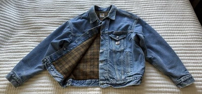 Винтажная джинсовая куртка дальнобойщика Carhartt M с подкладкой сделано в США J11 DST синяя  - Изображение 1 из 4