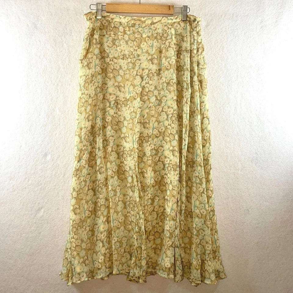Винтажный 100% шелк шифона абстрактный цветочный юбка Sz 12 Y2K коттедж романтический Flowy - Изображение 1 из 4